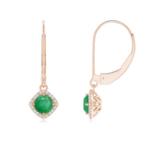 4mm A Vintage Inspired Round Emerald Halo Earrings with Filigree in Rose Gold