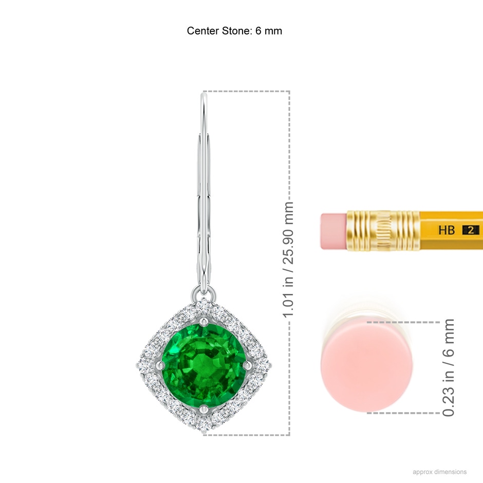 6mm AAAA Vintage Inspired Round Emerald Halo Earrings with Filigree in P950 Platinum ruler