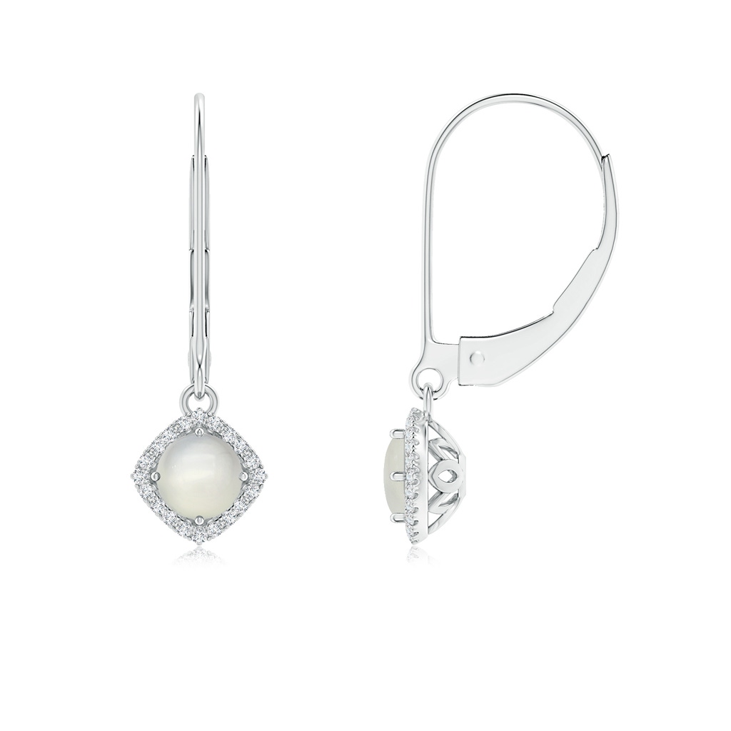 4mm AAA Vintage Inspired Round Moonstone Halo Earrings with Filigree in P950 Platinum