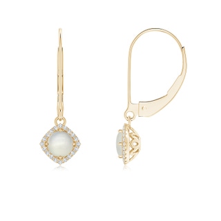 4mm AAA Vintage Inspired Round Moonstone Halo Earrings with Filigree in Yellow Gold