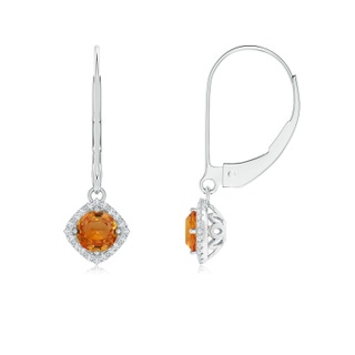 4mm AAA Vintage Inspired Round Orange Sapphire Earrings with Filigree in White Gold