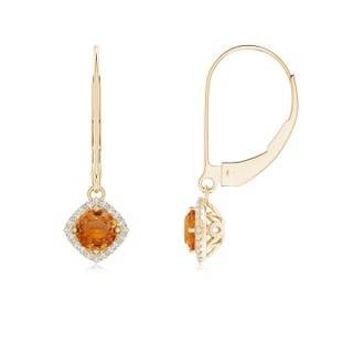 4mm AAA Vintage Inspired Round Orange Sapphire Earrings with Filigree in Yellow Gold