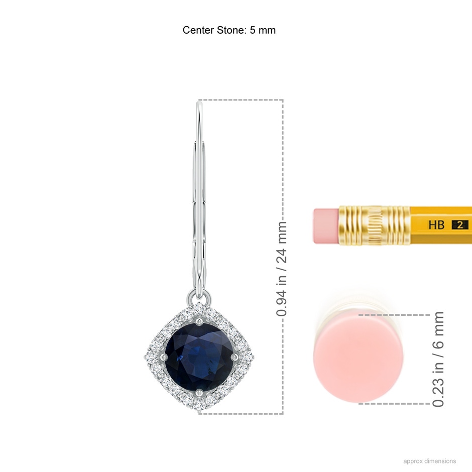 5mm A Vintage Inspired Round Sapphire Halo Earrings with Filigree in P950 Platinum ruler