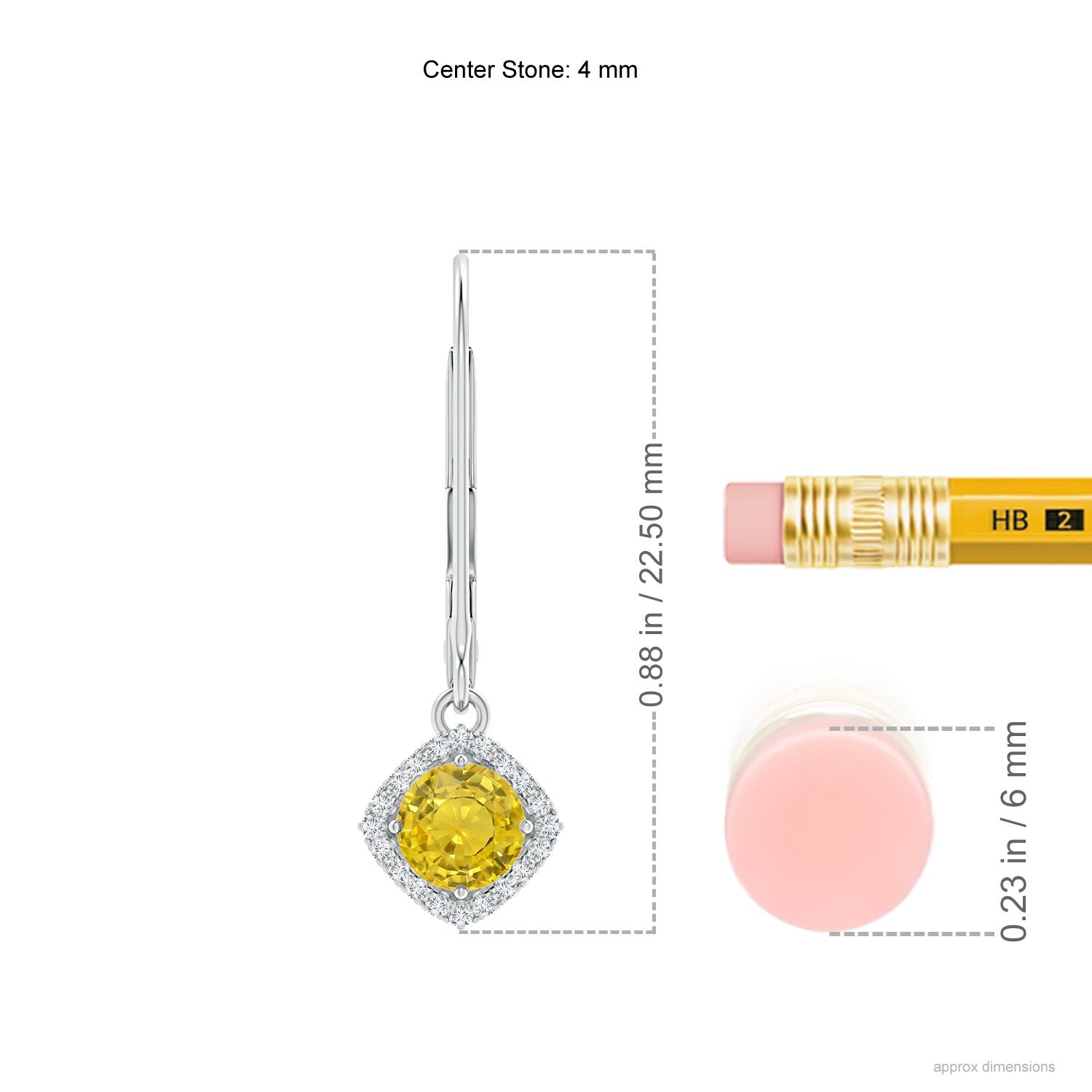 AAA - Yellow Sapphire / 0.64 CT / 14 KT White Gold