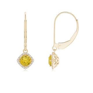 4mm AAA Vintage Inspired Round Yellow Sapphire Earrings with Filigree in Yellow Gold