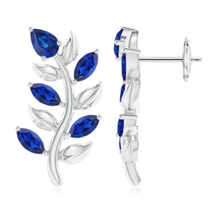 5x3mm AAA Pear and Marquise Sapphire Olive Branch Earrings in White Gold