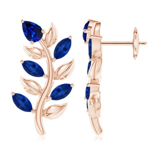 5x3mm AAAA Pear and Marquise Sapphire Olive Branch Earrings in Rose Gold