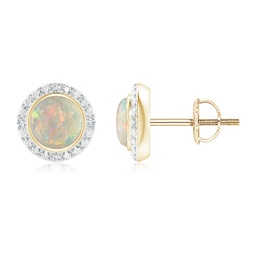 Fashion Studs Yellow Gold Opal Earrings
