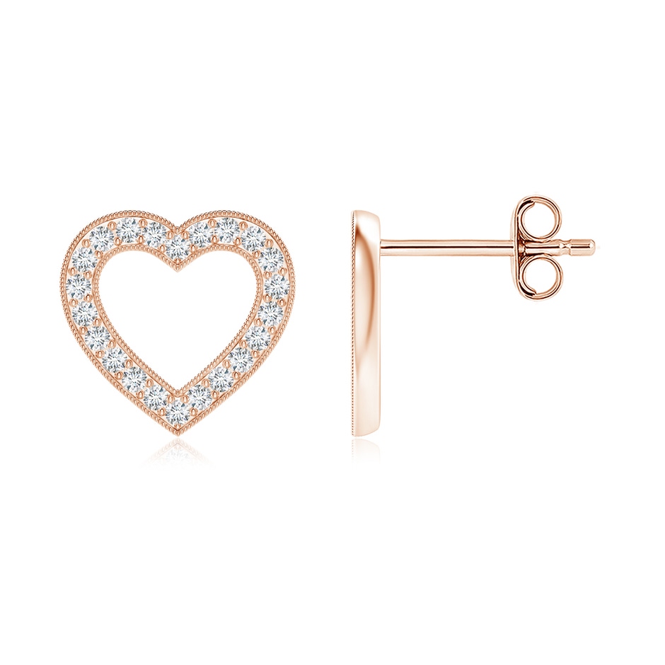 1mm GVS2 Pavé-Set Diamond Open Heart Studs in Rose Gold 