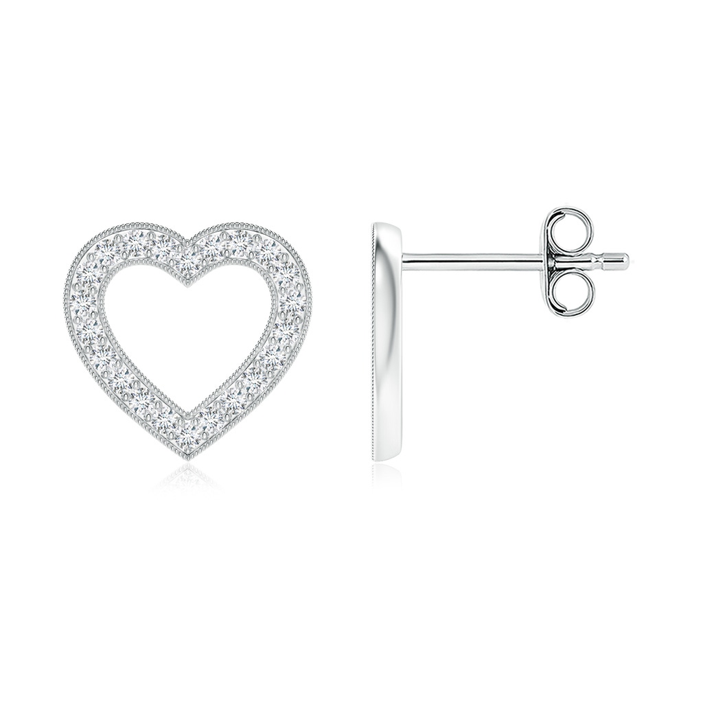 1mm GVS2 Pavé-Set Diamond Open Heart Studs in White Gold