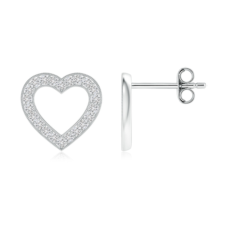 1mm HSI2 Pavé-Set Diamond Open Heart Studs in White Gold 