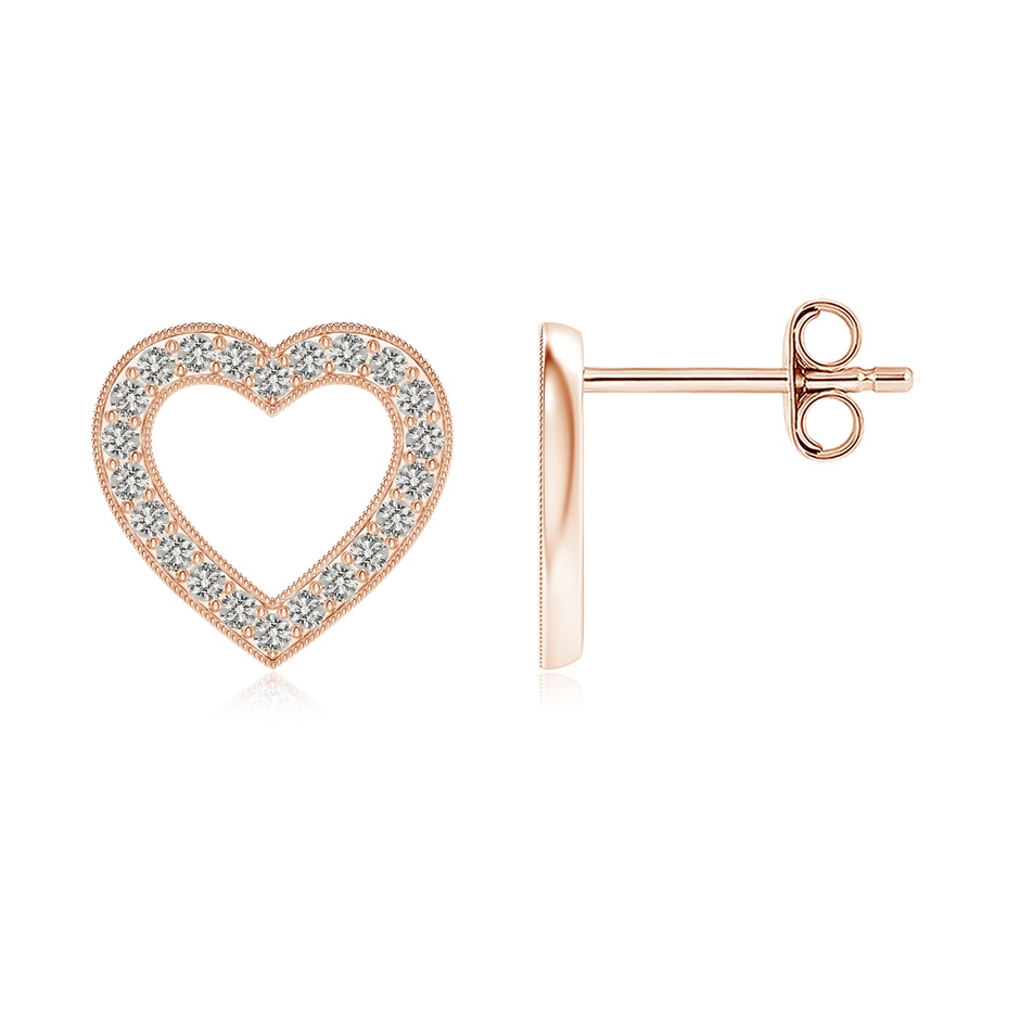 1mm KI3 Pavé-Set Diamond Open Heart Studs in Rose Gold 