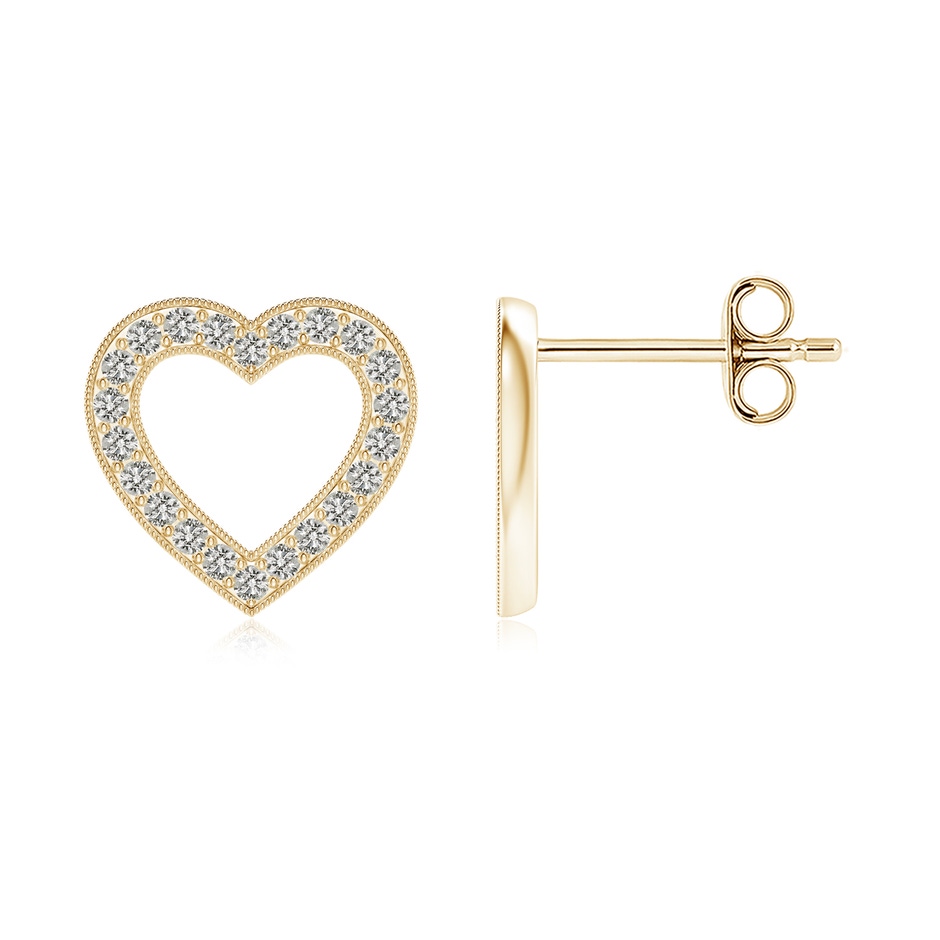 1mm KI3 Pavé-Set Diamond Open Heart Studs in Yellow Gold 