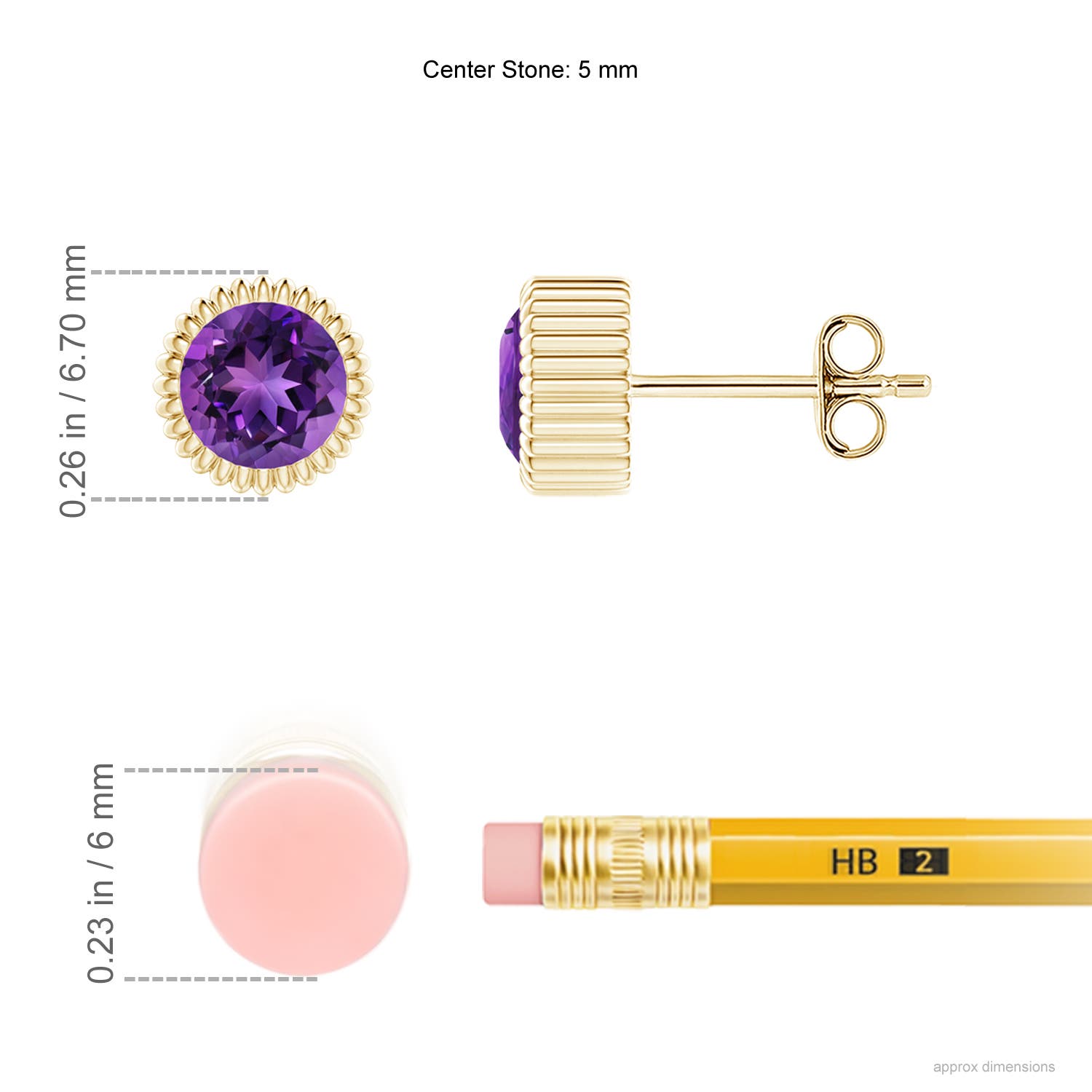 AAAA - Amethyst / 0.9 CT / 14 KT Yellow Gold