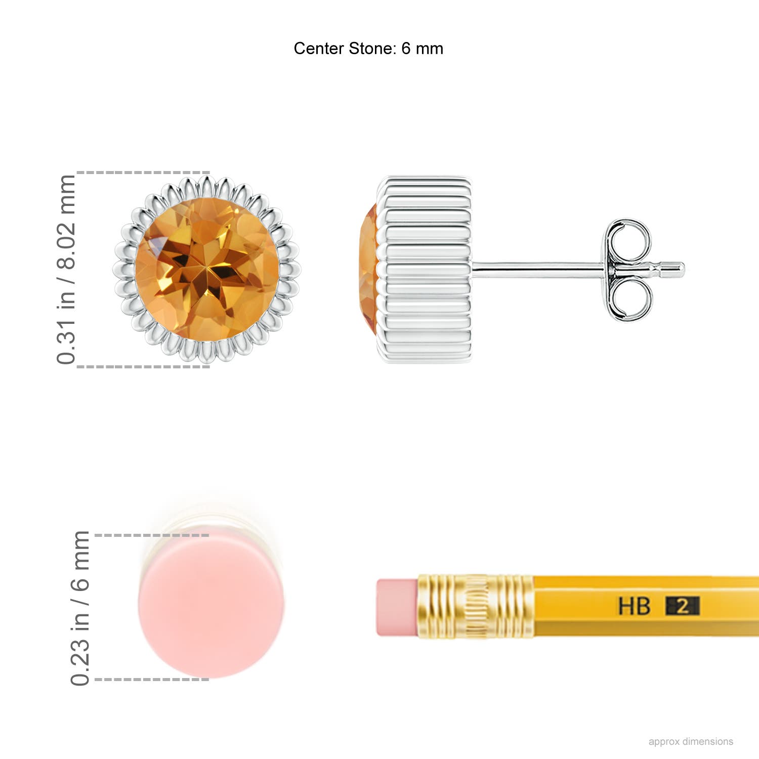 AA - Citrine / 1.4 CT / 14 KT White Gold