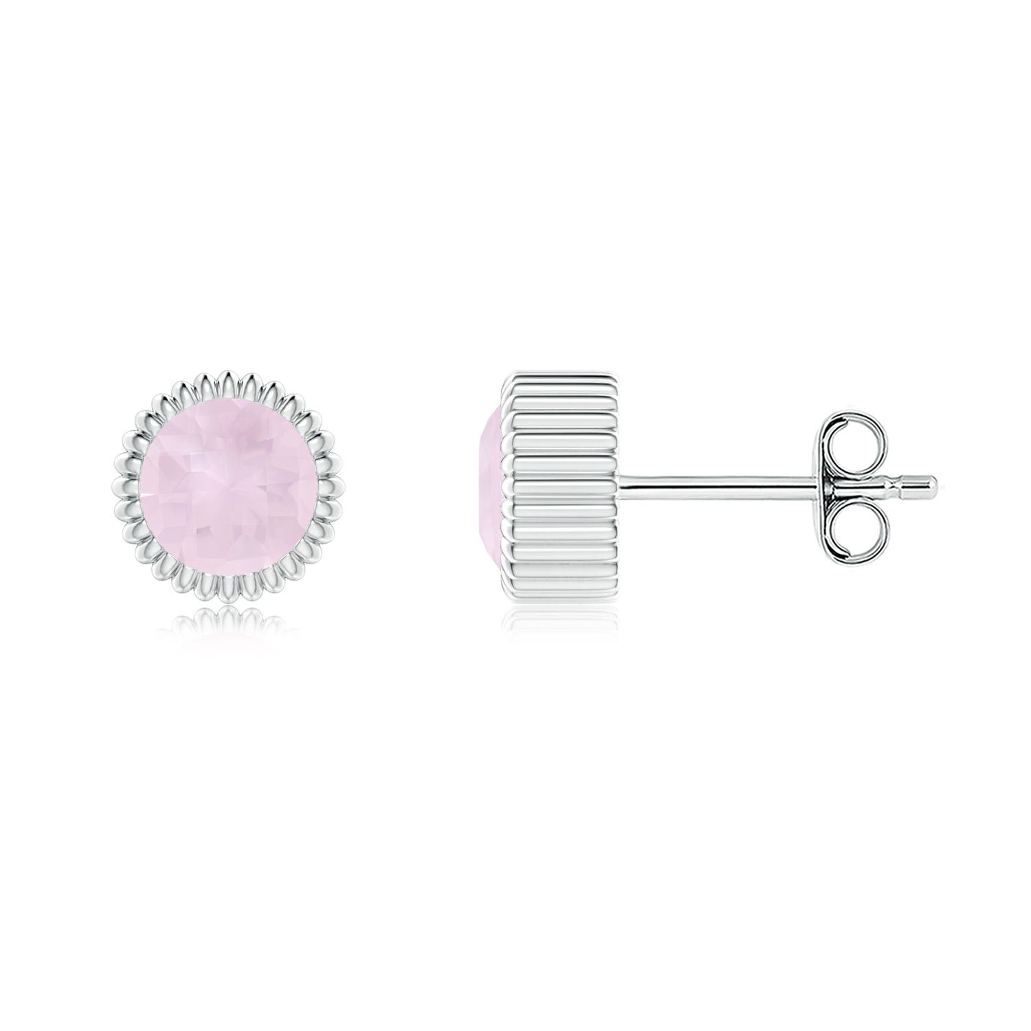 A - Rose Quartz / 1 CT / 14 KT White Gold