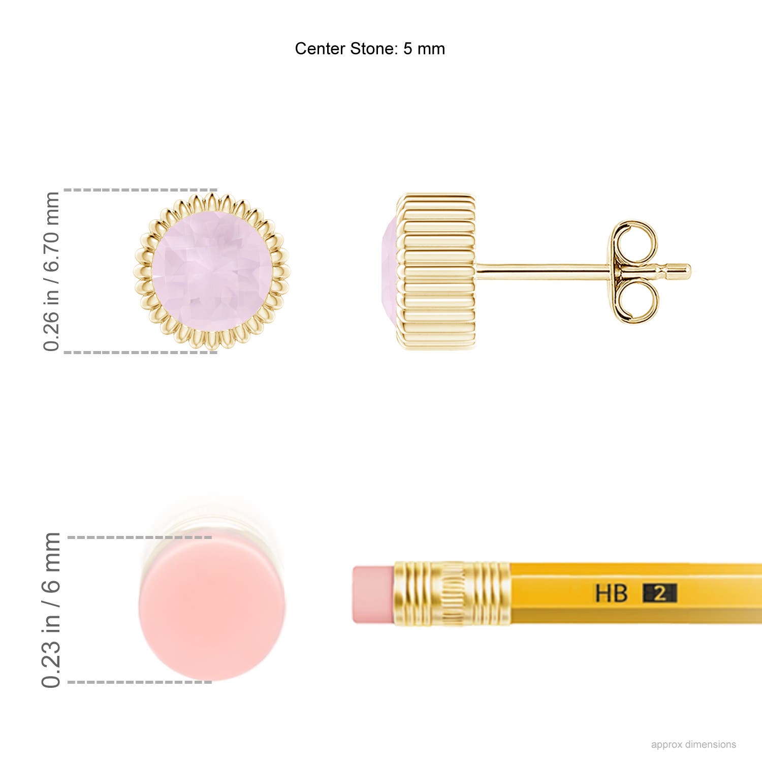 A - Rose Quartz / 1 CT / 14 KT Yellow Gold