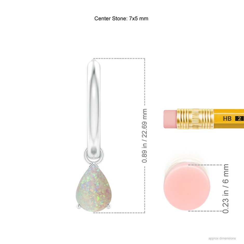 7x5mm AAA Pear-Shaped Opal Hinged Hoop Drop Earrings in White Gold ruler
