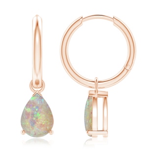 9x6mm AAAA Pear-Shaped Opal Hinged Hoop Drop Earrings in Rose Gold