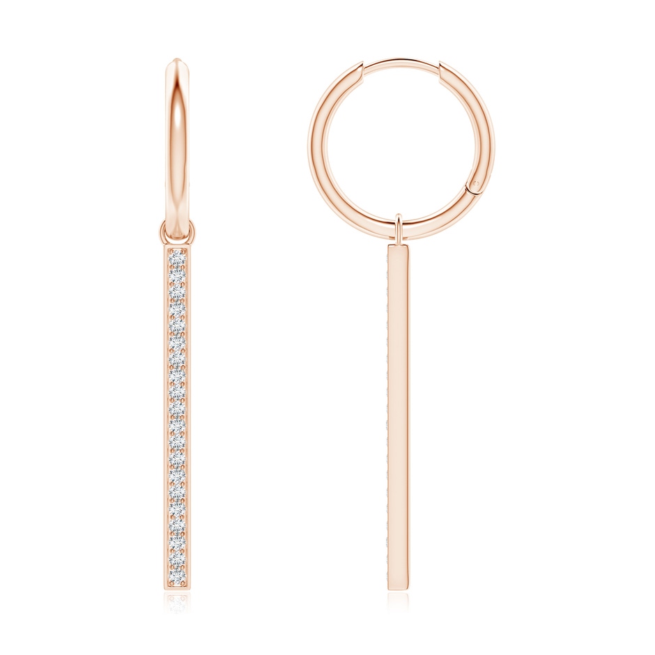 1.3mm GVS2 Hinged Hoop Dangling Diamond Bar Earrings in Rose Gold 