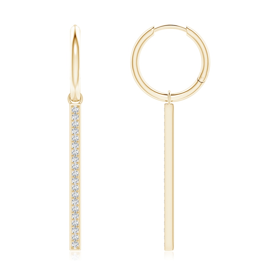 1.3mm GVS2 Hinged Hoop Dangling Diamond Bar Earrings in Yellow Gold 