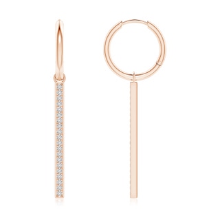 1.3mm HSI2 Hinged Hoop Dangling Diamond Bar Earrings in Rose Gold