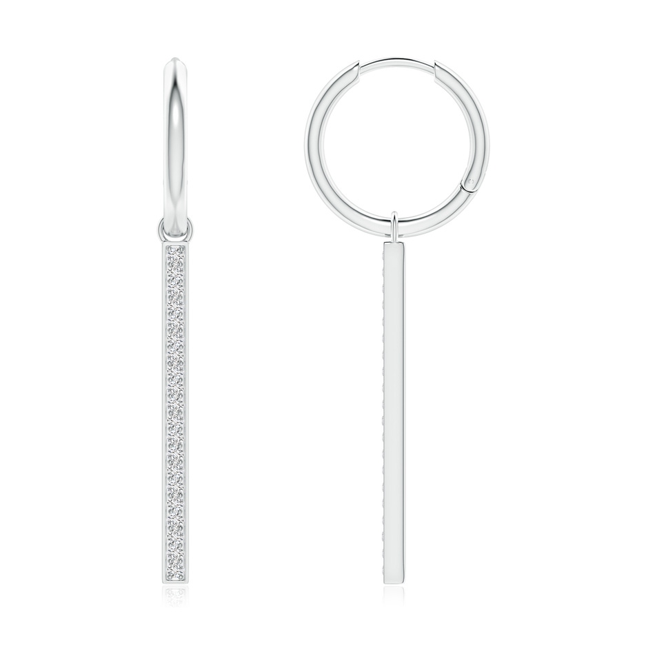 1.3mm HSI2 Hinged Hoop Dangling Diamond Bar Earrings in White Gold 