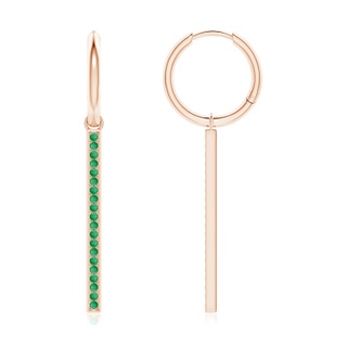 1.3mm A Hinged Hoop Dangling Emerald Bar Earrings in Rose Gold