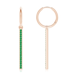 1.3mm AAA Hinged Hoop Dangling Emerald Bar Earrings in 9K Rose Gold