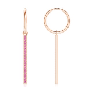 1.3mm AA Hinged Hoop Dangling Pink Sapphire Bar Earrings in Rose Gold