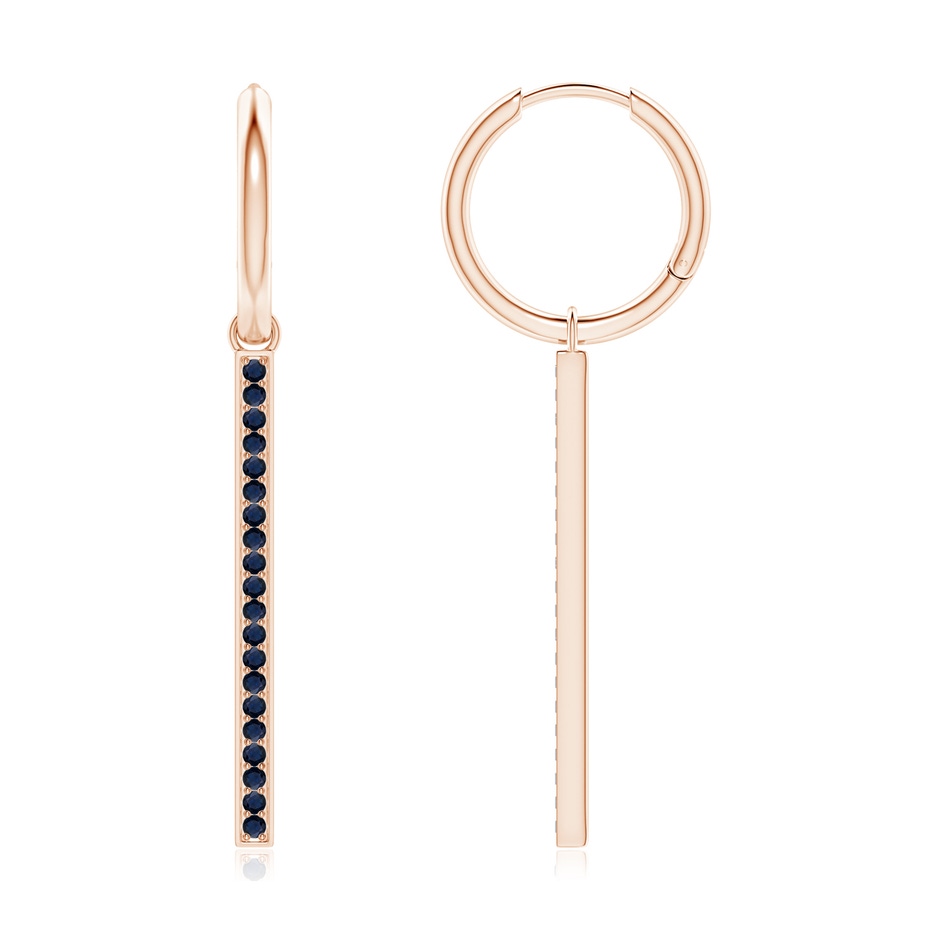 1.3mm A Hinged Hoop Dangling Sapphire Bar Earrings in 18K Rose Gold 