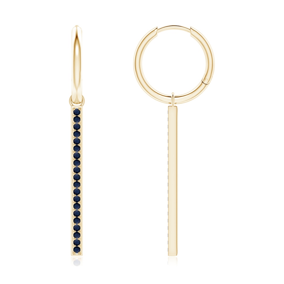 1.3mm A Hinged Hoop Dangling Sapphire Bar Earrings in 18K Yellow Gold 