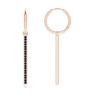 1.3mm A Hinged Hoop Dangling Sapphire Bar Earrings in Rose Gold