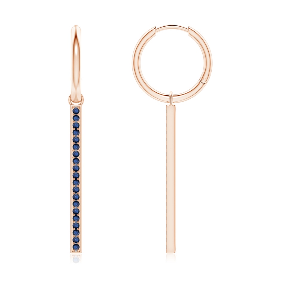 1.3mm AA Hinged Hoop Dangling Sapphire Bar Earrings in Rose Gold 