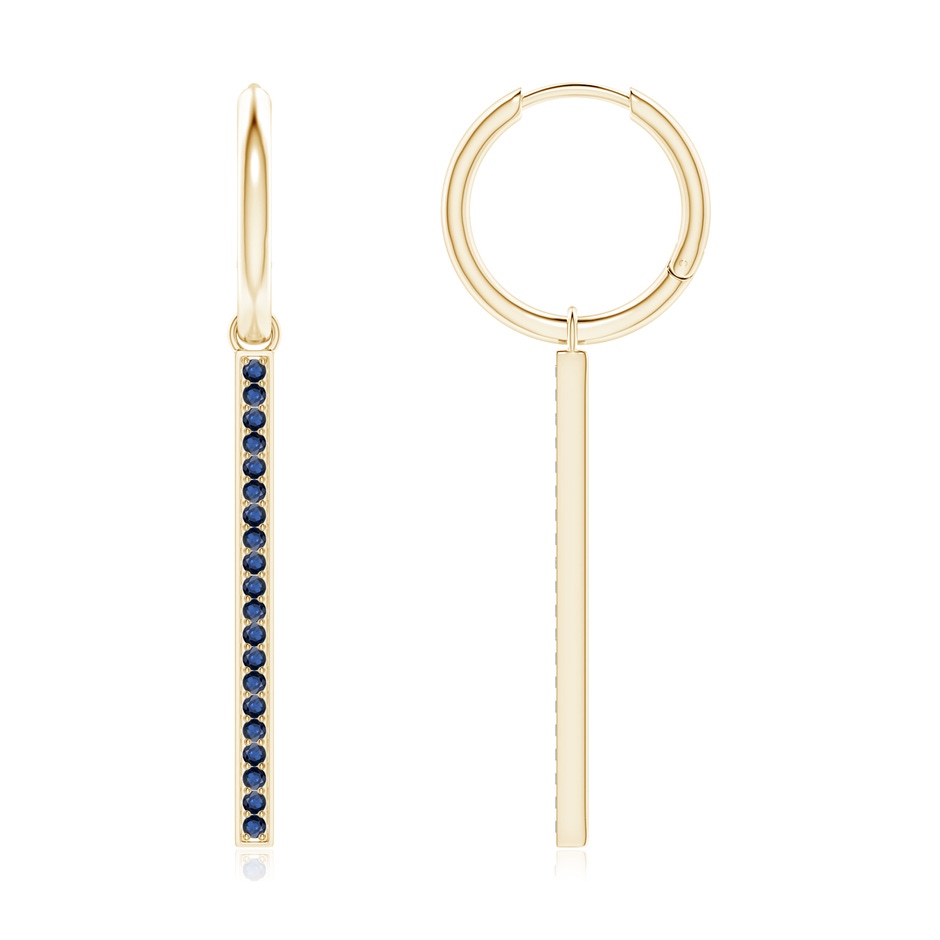 1.3mm AA Hinged Hoop Dangling Sapphire Bar Earrings in Yellow Gold 