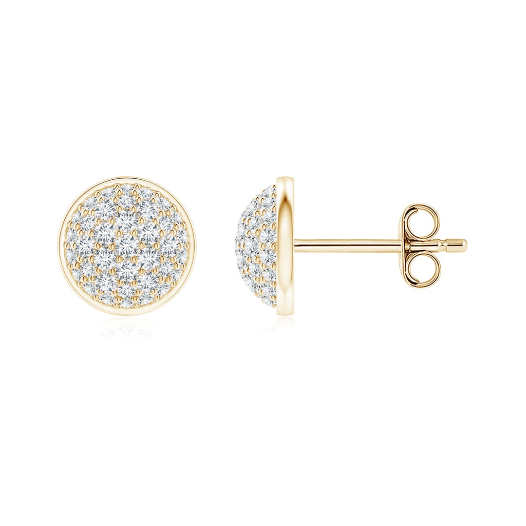 1.3mm GVS2 Pavé-Set Round Diamond Clustre Stud Earrings in Yellow Gold