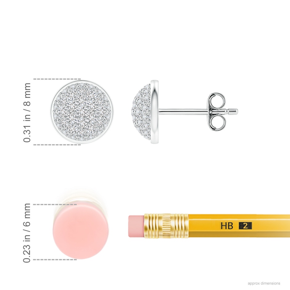 1.3mm HSI2 Pavé-Set Round Diamond Cluster Stud Earrings in White Gold ruler