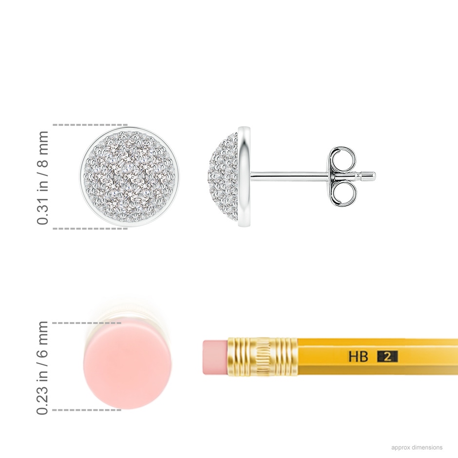 1.3mm IJI1I2 Pavé-Set Round Diamond Cluster Stud Earrings in White Gold ruler