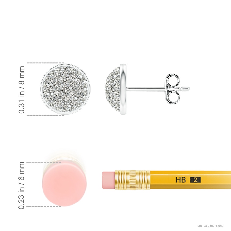 1.3mm KI3 Pavé-Set Round Diamond Cluster Stud Earrings in White Gold ruler