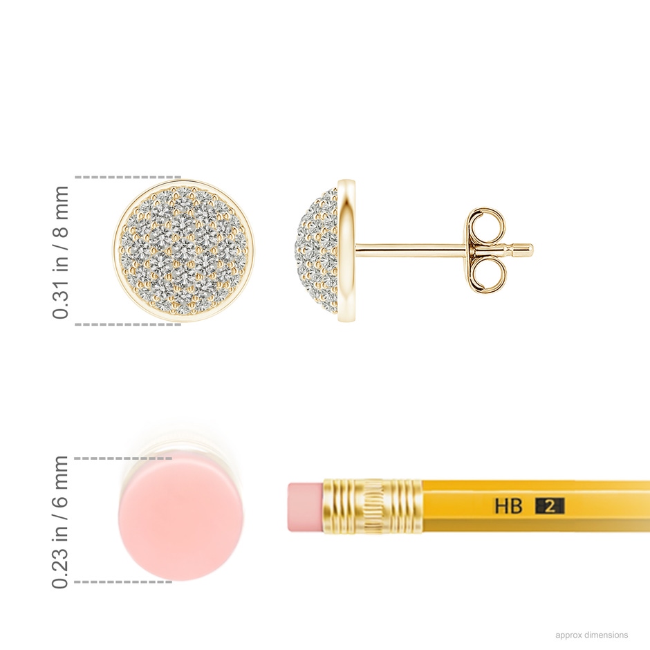 1.3mm KI3 Pavé-Set Round Diamond Cluster Stud Earrings in Yellow Gold ruler