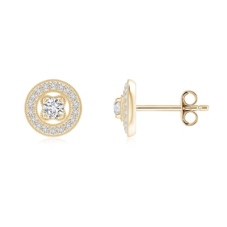 2.5mm HSI2 Vintage Style Pavé-Set Diamond Studs in Yellow Gold