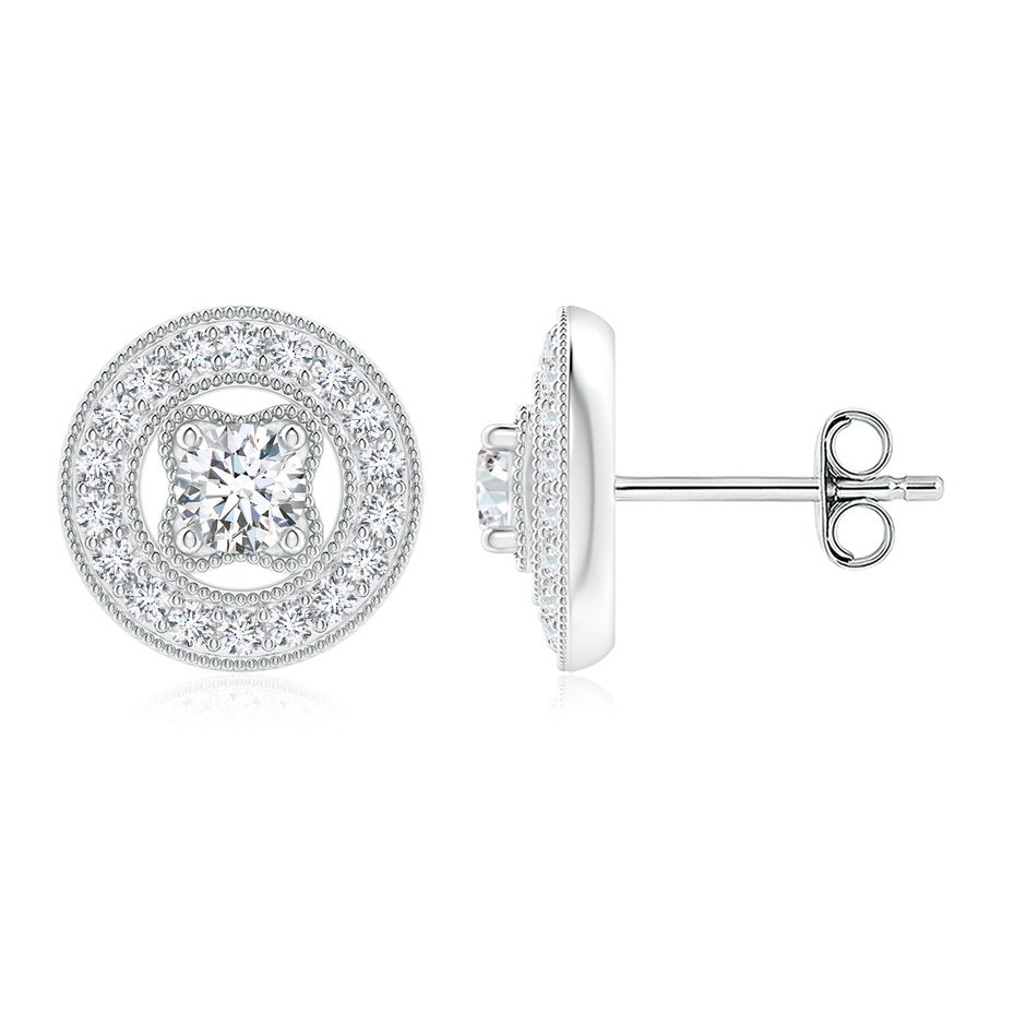 3.5mm GVS2 Vintage Style Pavé-Set Diamond Studs in White Gold 