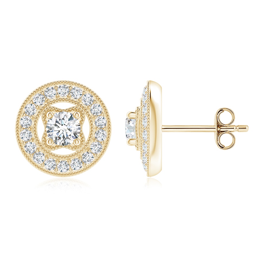 3.5mm GVS2 Vintage Style Pavé-Set Diamond Studs in Yellow Gold 