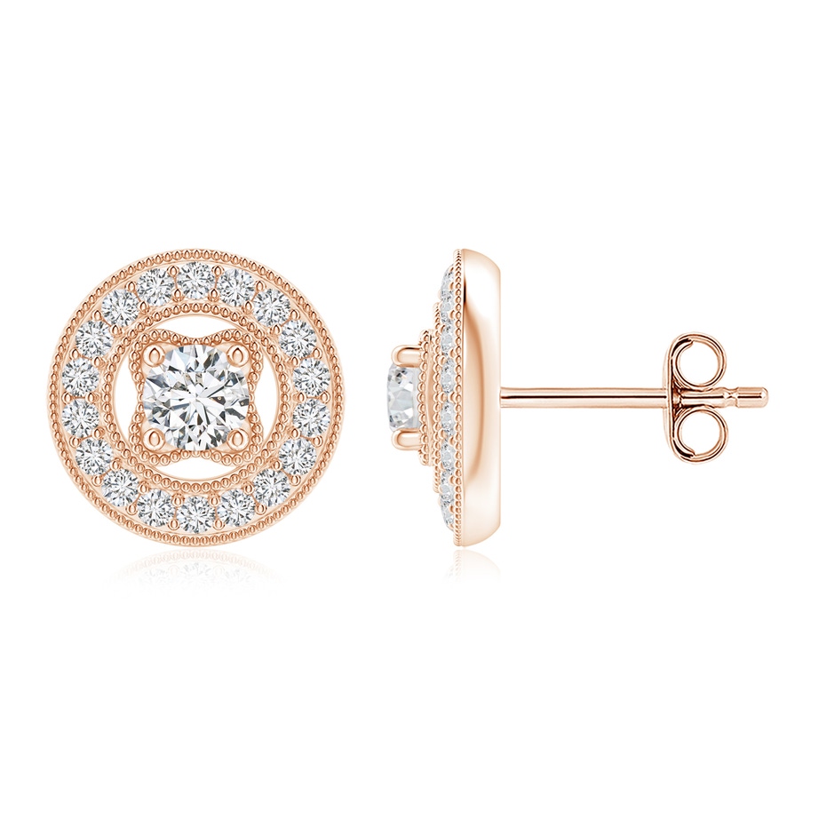 3.5mm HSI2 Vintage Style Pavé-Set Diamond Studs in Rose Gold 