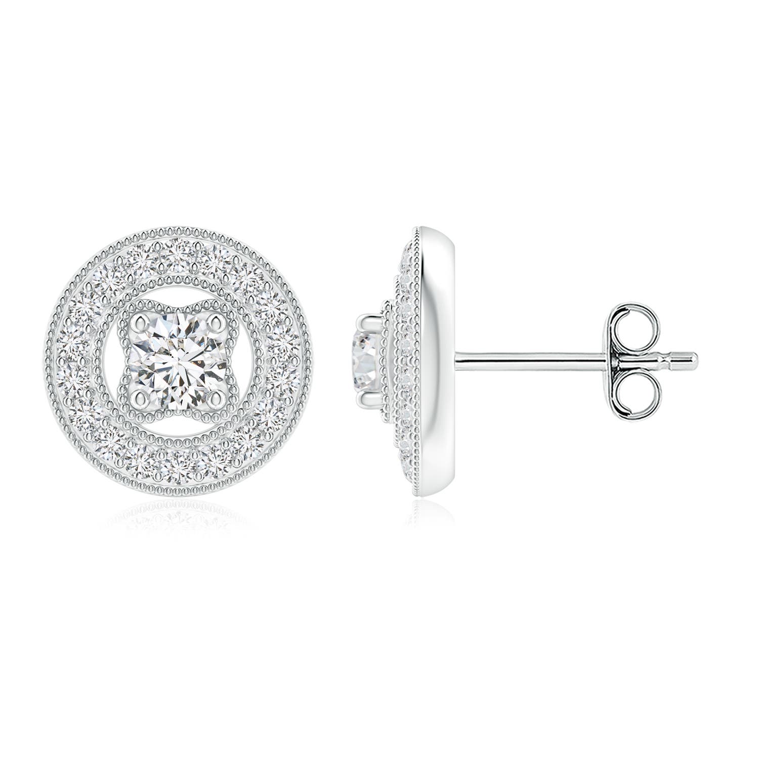 3.5mm HSI2 Vintage Style Pavé-Set Diamond Studs in White Gold