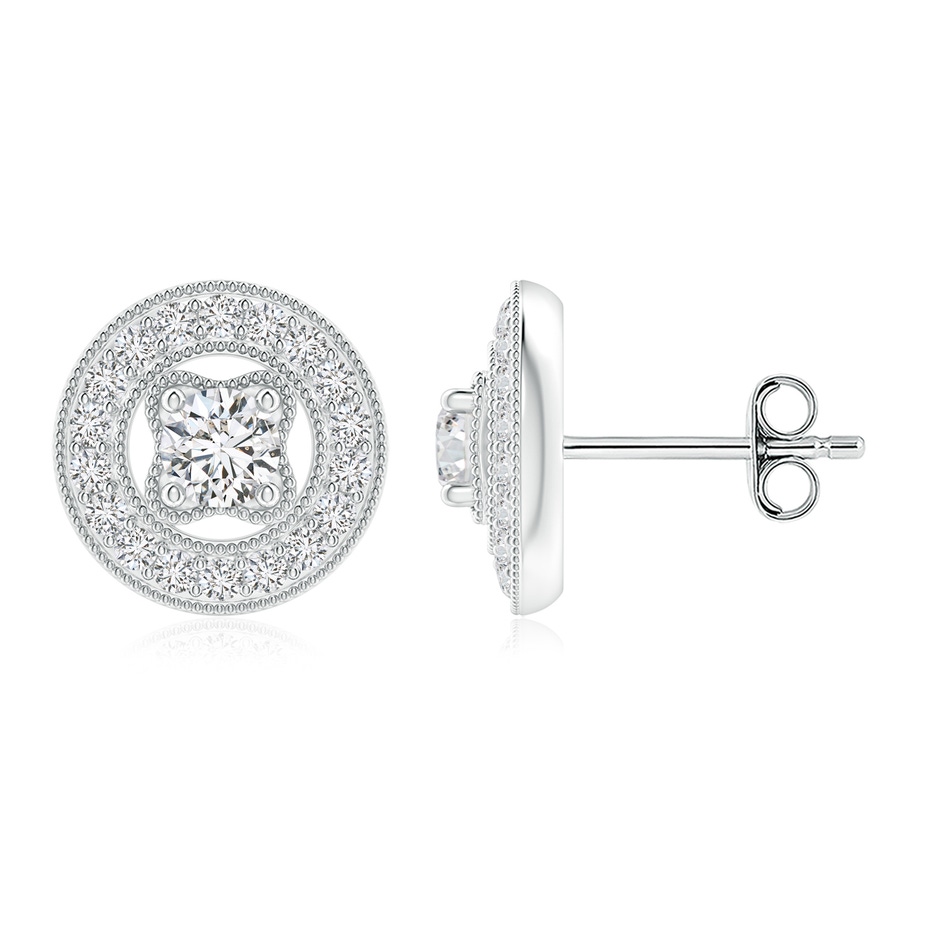 3.5mm HSI2 Vintage Style Pavé-Set Diamond Studs in White Gold 
