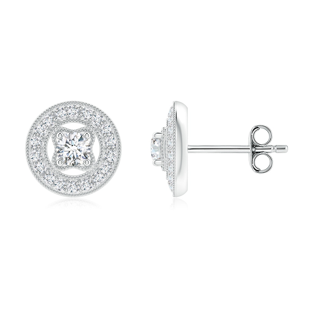 3mm GVS2 Vintage Style Pavé-Set Diamond Studs in White Gold