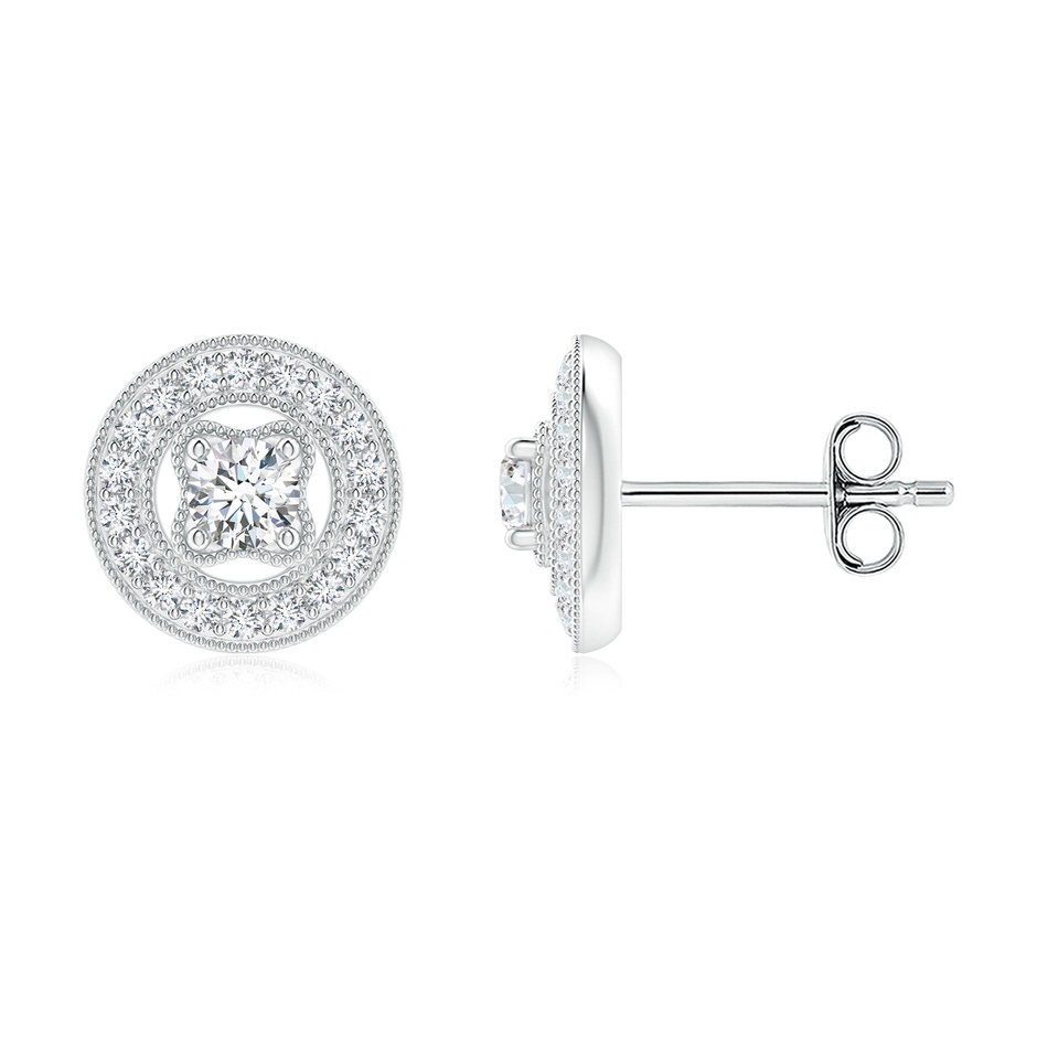 3mm GVS2 Vintage Style Pavé-Set Diamond Studs in White Gold 