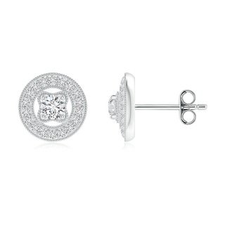 3mm HSI2 Vintage Style Pavé-Set Diamond Studs in White Gold