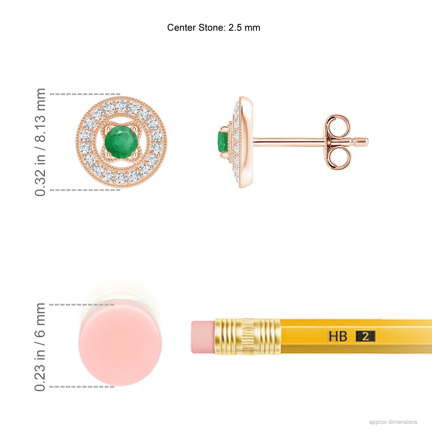 A - Emerald / 0.23 CT / 14 KT Rose Gold